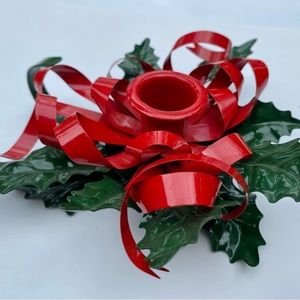 🎄Vintage Christmas Department 56 Dept 56 Holly Metal Ribbon Candle Holder